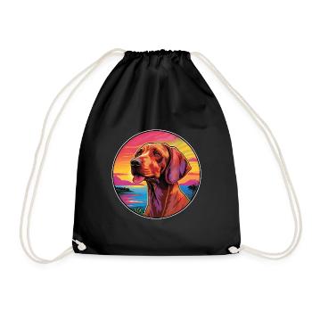 Bavarian Mountain Hound Dog Breed Colorful Cartoon - Drawstring Bag - black - Front