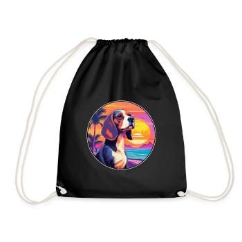 Beagle Hunderasse Buntes Karikatur-Aquarell - Turnbeutel - Schwarz - Vorne