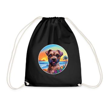 Border Terrier Chien Race Coloré Cartoon Watercol - Sac de sport léger - noir - Devant