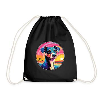 Terrier brésilien race de chien coloré dessin animé eau - Sac de sport léger - noir - Devant