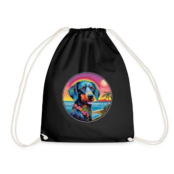 Cao De Gado Transmontano Dog Breed Colorful Cartoo - Drawstring Bag - black - Front
