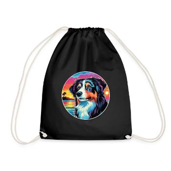 Carpathian Shepherd Dog Breed Colorful Cartoon Wat - Drawstring Bag - black - Front
