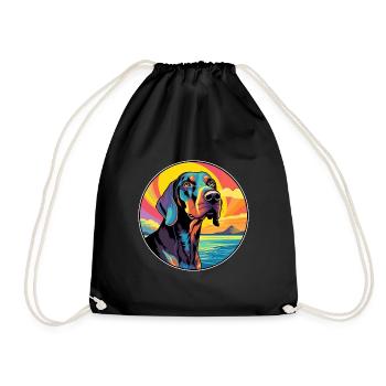 Noir Et Tan Coonhound Race De Chien Coloré Dessin Animé - Sac de sport léger - noir - Devant