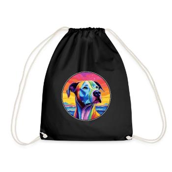 Bully Kutta Dog Breed Colorful Cartoon Watercolor - Drawstring Bag - black - Front