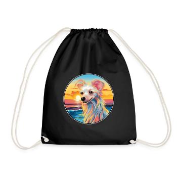 Chien chinois à crête race coloré dessin animé Waterco - Sac de sport léger - noir - Devant
