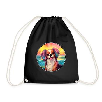 Continental Toy Spaniel Chien Race Coloré Dessin Animé - Sac de sport léger - noir - Devant