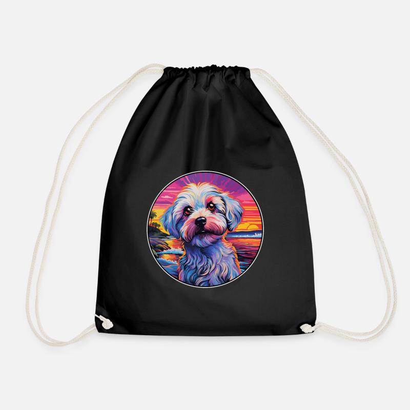 Dandie Dinmont Terrier Hunderasse Bunte Karikatur - Turnbeutel - Schwarz