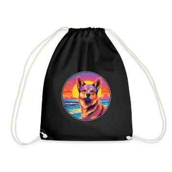 Dingo-Hunderasse Buntes Cartoon-Aquarell - Turnbeutel - Schwarz - Vorne