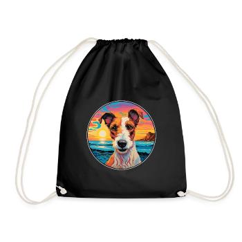 Chilean Fox Terrier Dog Breed Colorful Cartoon Wat - Drawstring Bag - black - Front