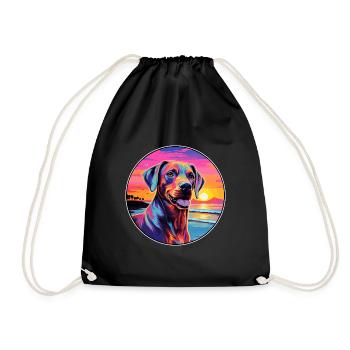 Cimarron Uruguayo Dog Breed Colorful Cartoon Water - Drawstring Bag - black - Front