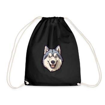 Alaskan Malamute Hunderasse Karikatur Kawaii Illustra - Turnbeutel - Schwarz - Vorne