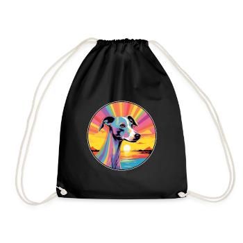 Anglais Whippet Chien Race Coloré Cartoon Waterco - Sac de sport léger - noir - Devant