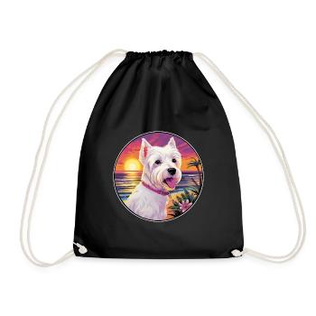 Anglais Terrier Blanc Chien Race Coloré Cartoon W - Sac de sport léger - noir - Devant