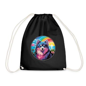 Chien de Laponie finlandais Race de dessin animé coloré Waterc - Sac de sport léger - noir - Devant