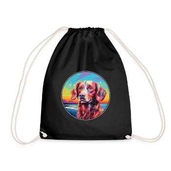 Français Bretagne chien race coloré dessin animé Waterco - Sac de sport léger - noir - Devant