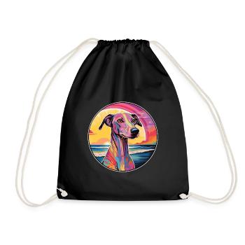 Galgo Español Hunderasse Bunte Karikatur Watercolo - Turnbeutel - Schwarz - Vorne