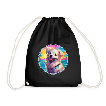 Hygenhund chien race coloré dessin animé aquarelle - Sac de sport léger - noir - Devant