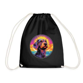 Istrian Wirehaired Hound Dog Breed Colorful Cartoo - Drawstring Bag - black - Front