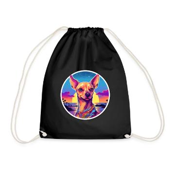 Kangaroo Dog Breed Colorful Cartoon Watercolor - Drawstring Bag - black - Front