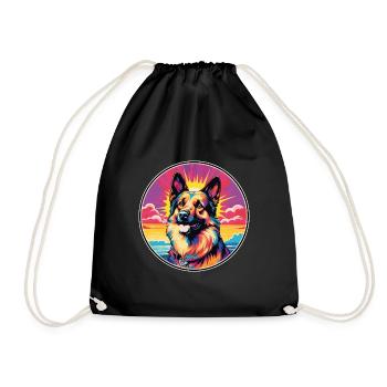 Roi Berger Chien Race Coloré Dessin Animé Watercolo - Sac de sport léger - noir - Devant