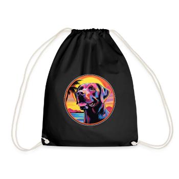 Labrador Hunderasse Bunte Karikatur Aquarell - Turnbeutel - Schwarz - Vorne