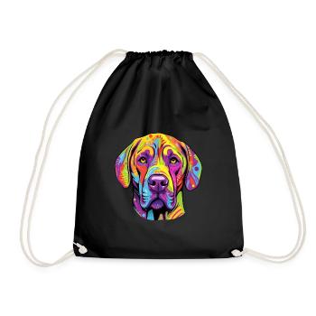 Kumaon Mastiff Dog Breed Colorful Cartoon Watercol - Drawstring Bag - black - Front