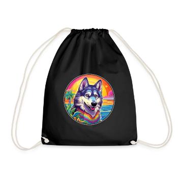 Kunming Wolfhund Hunderasse Bunte Karikatur Waterco - Turnbeutel - Schwarz - Vorne