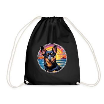 Lancashire Heeler Hund Rasse Bunte Karikatur Wasser - Turnbeutel - Schwarz - Vorne