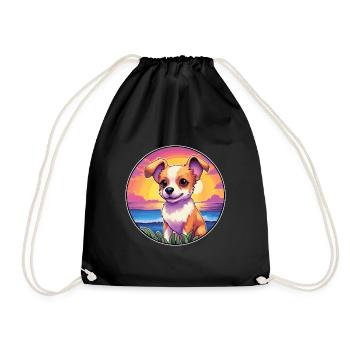Lundehund chien race coloré dessin animé aquarelle - Sac de sport léger - noir - Devant