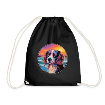 Landseer chien race coloré dessin animé aquarelle - Sac de sport léger - noir - Devant