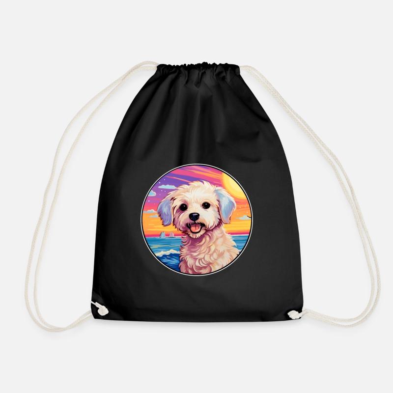 Maltipoo Hunderasse Buntes Karikatur-Aquarell - Turnbeutel - Schwarz
