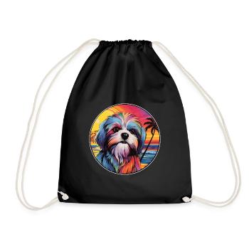Maltais Shih Tzu Race De Chien Coloré Cartoon Waterc - Sac de sport léger - noir - Devant
