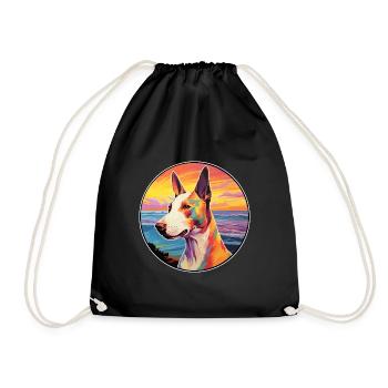 Miniatur Bullterrier Hunderasse Bunte Karikatur - Turnbeutel - Schwarz - Vorne