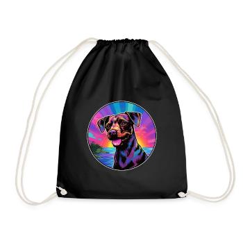 Patterdale Terrier Dog Breed Colorful Cartoon Wate - Drawstring Bag - black - Front