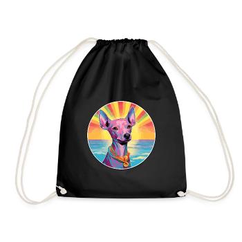 Chien nu péruvien race coloré dessin animé eau - Sac de sport léger - noir - Devant