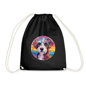 Chien de berger picard race de chien dessin animé coloré Waterc - Sac de sport léger - noir - Devant