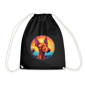 Pharaoh Hound Dog Breed Colorful Cartoon Watercolo - Drawstring Bag - black - Front