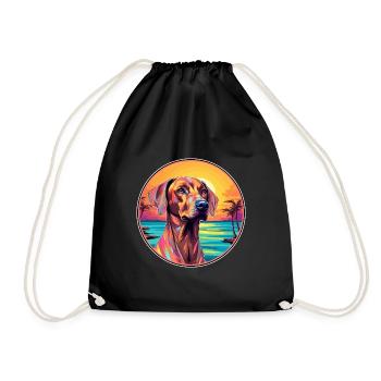 Rhodesian Ridgeback Hunderasse Bunte Karikatur Wat - Turnbeutel - Schwarz - Vorne