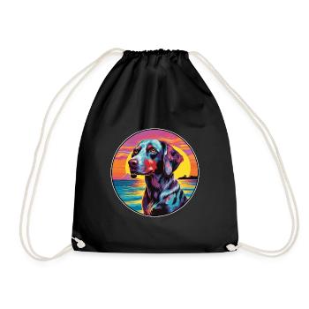 Polish Hunting Dog Breed Colorful Cartoon Watercol - Drawstring Bag - black - Front