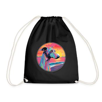 Rampur Greyhound Chien Race Coloré Cartoon Waterc - Sac de sport léger - noir - Devant