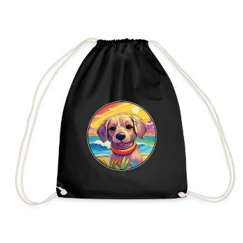 Seskar phoque chien race coloré dessin animé aquarelle - Sac de sport léger - noir - Devant