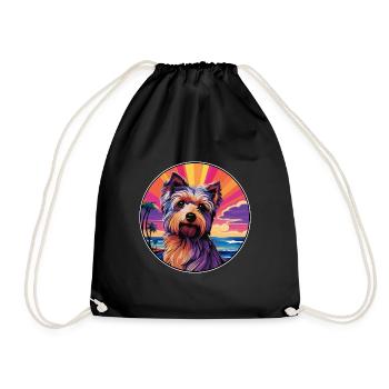 Silky Terrier Race De Chien Coloré Cartoon Watercolo - Sac de sport léger - noir - Devant