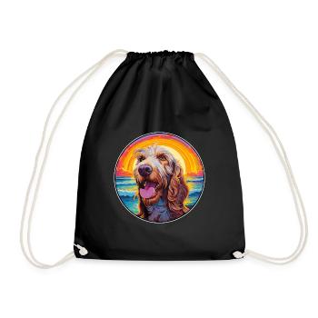 Spinone Italiano Dog Breed Colorful Cartoon Waterc - Drawstring Bag - black - Front