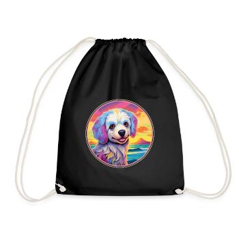 Tahltan Bear Dog Breed Colorful Cartoon Watercolor - Drawstring Bag - black - Front