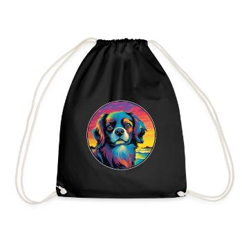 Épagneul tibétain race de chien coloré dessin animé Waterco - Sac de sport léger - noir - Devant