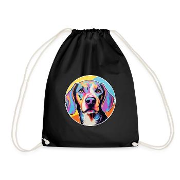 Serbian Tricolored Hound Dog Breed Colorful Cartoo - Drawstring Bag - black - Front