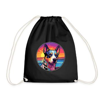 St. Miguel Cattle Dog Rasse Bunte Karikatur Wasserc - Turnbeutel - Schwarz - Vorne