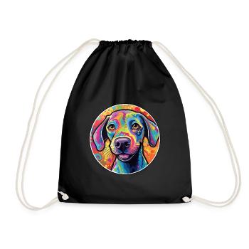 Tyroler Bracke Dog Breed Colorful Cartoon Watercol - Drawstring Bag - black - Front