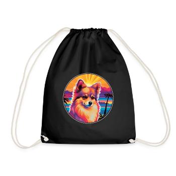 Spielzeug Deutscher Spitz Hund Rasse Bunte Karikatur Wasserc - Turnbeutel - Schwarz - Vorne