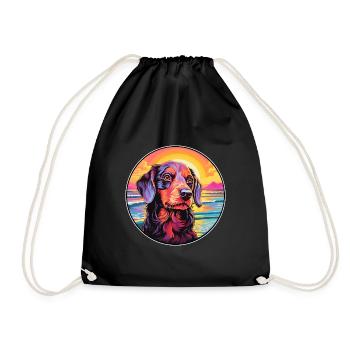 Uruguayan Cimarron Dog Breed Colorful Cartoon Wate - Drawstring Bag - black - Front